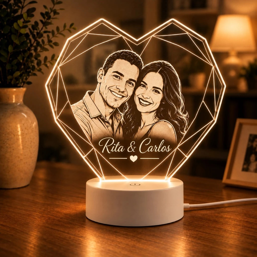 Luminária LED 3D Personalizada para Casal