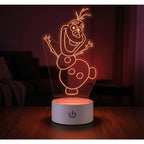 Luminária LED 3D Olaf de Frozen - 16 Cores Branco