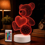Luminária 3D Personalizada Dia das Mães com Ursinho - 16 cores branco