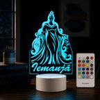 Luminária 3D Personalizada Iemanjá com LED 16 Cores - 16 Cores Preto