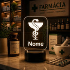 Luminária LED 3D de Farmácia - 16 Cores Branco