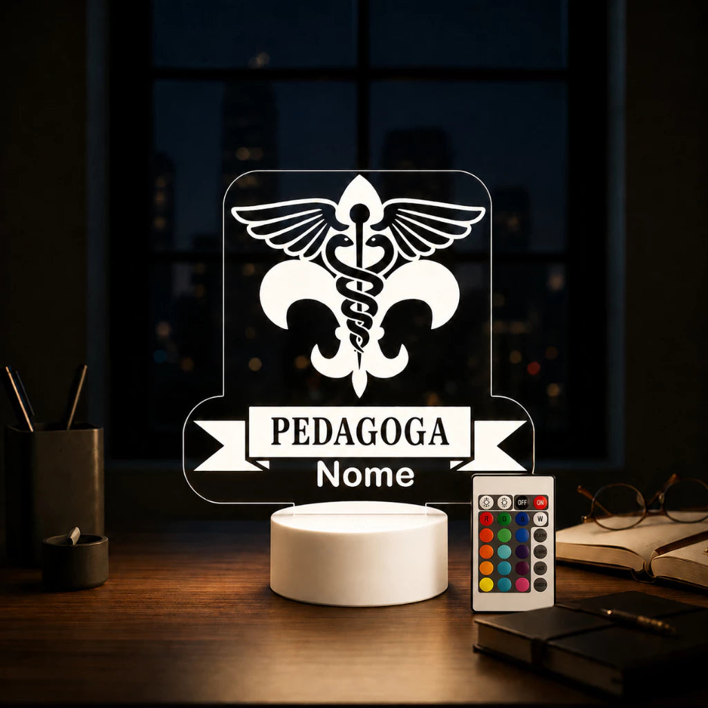 Luminária LED 3D de Pedagogia - 16 cores branco