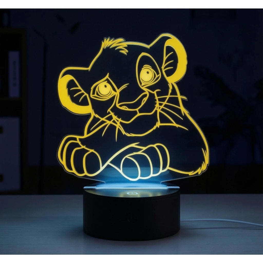 Luminária LED 3D Simba de O Rei Leão - 16 Cores branco