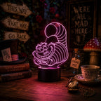 Luminária LED 3D Gato de Alice no País das Maravilhas - 16 Cores branco