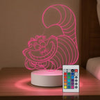 Luminária LED 3D Gato de Alice no País das Maravilhas - 16 cores preto