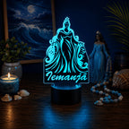 Luminária 3D Personalizada Iemanjá com LED 16 Cores - 16 Cores Branco