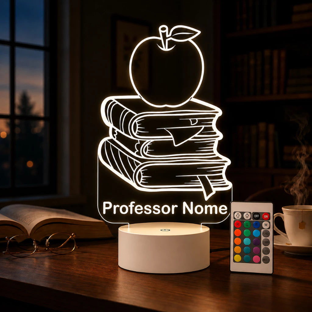 Luminária LED 3D para Professor - 16 Cores Preto
