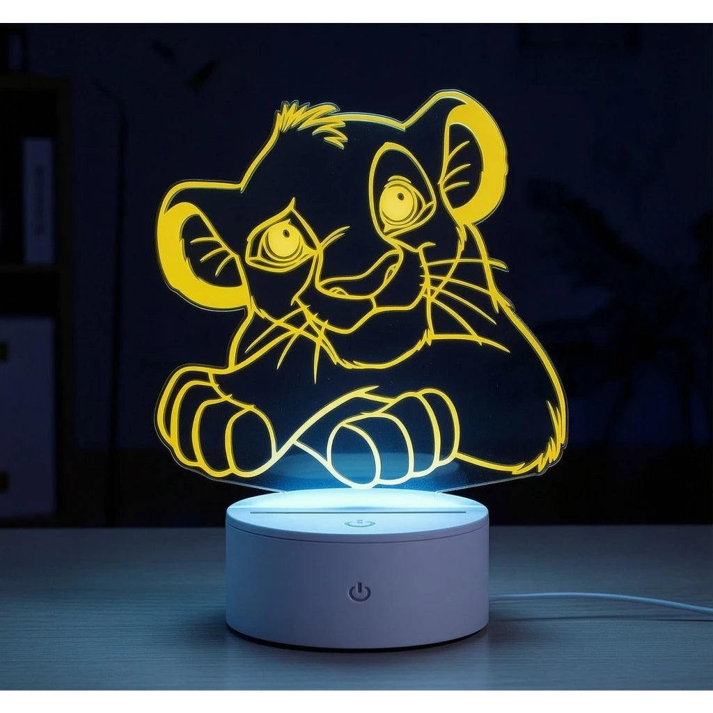 Luminária LED 3D Simba de O Rei Leão