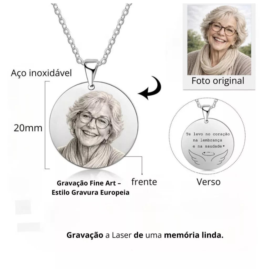 Colar Personalizado Fine Art com Foto e Mensagem