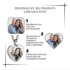 Colar Personalizado de Aço Inox com Pingente de Coração - Coração 45cm e Brinde Luxo